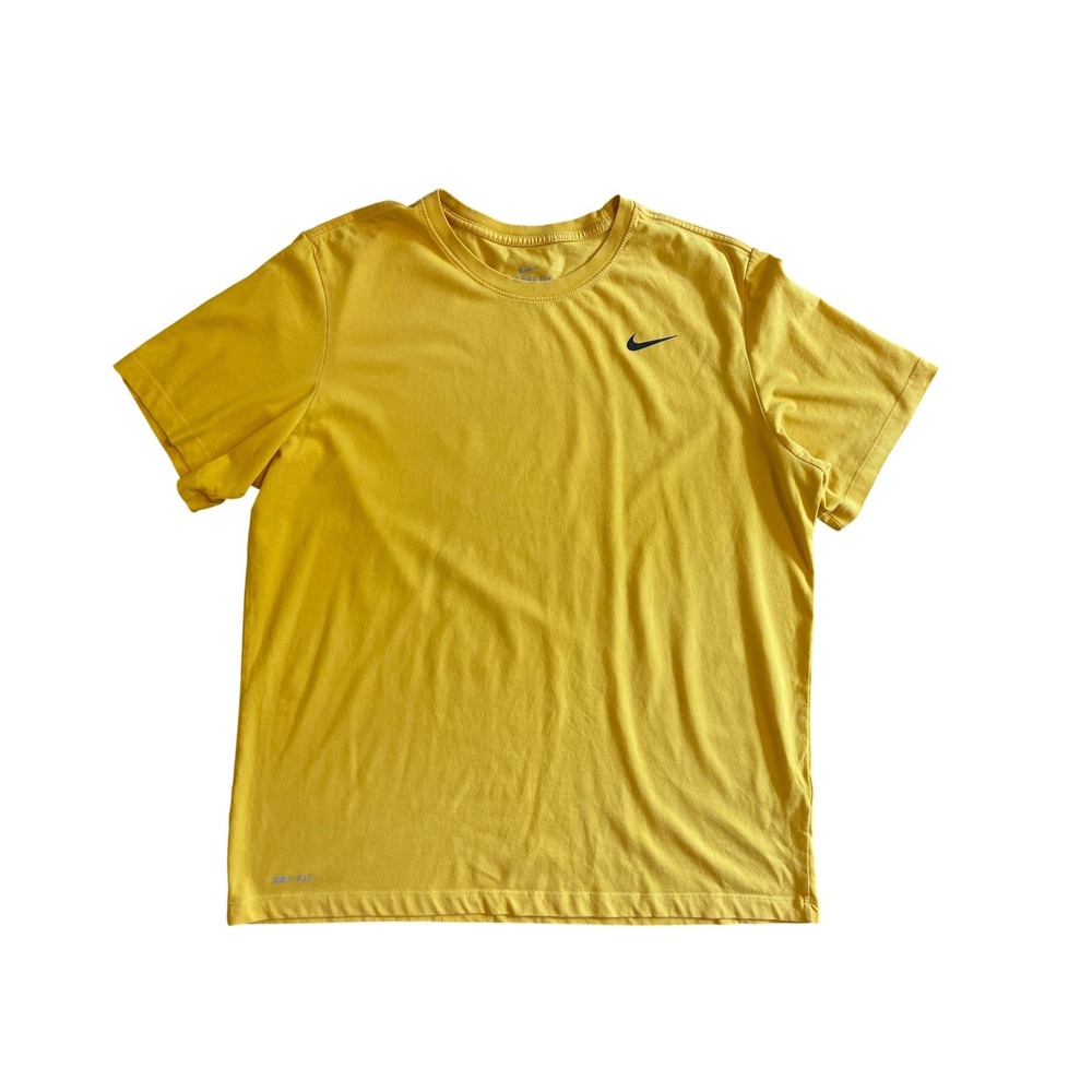 Nike Dri-FIT Short Sleeve Athleisure Yellow T-Shirt Mens XL Swoosh‎ Training